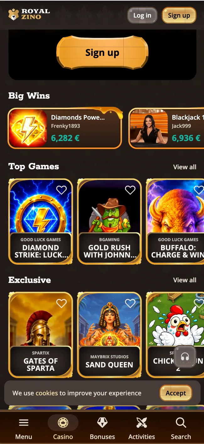 Royalzino Casino online mobil spielen